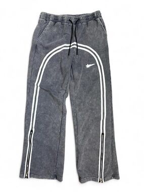 Men’s Gray Washed Sweatpants Zip Ankle Drawstring Size L